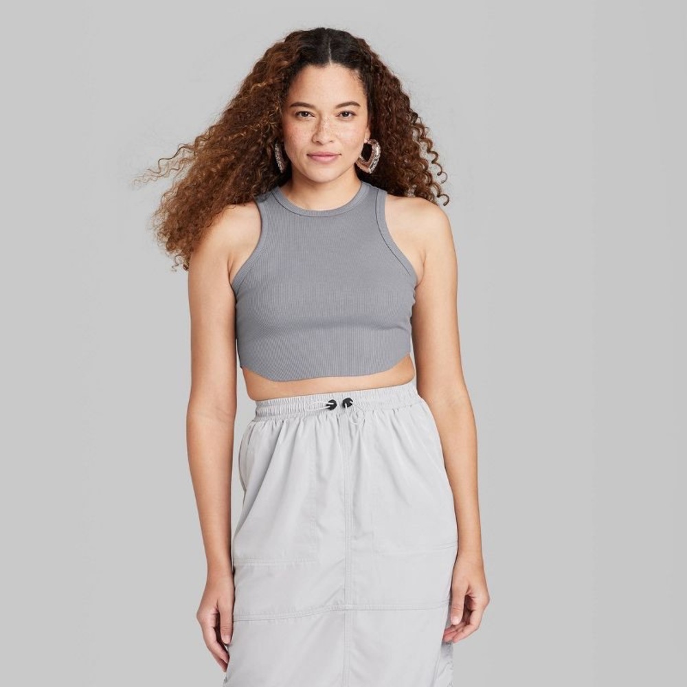 Gray Ribbed Tank Top - Picture 2 of 3